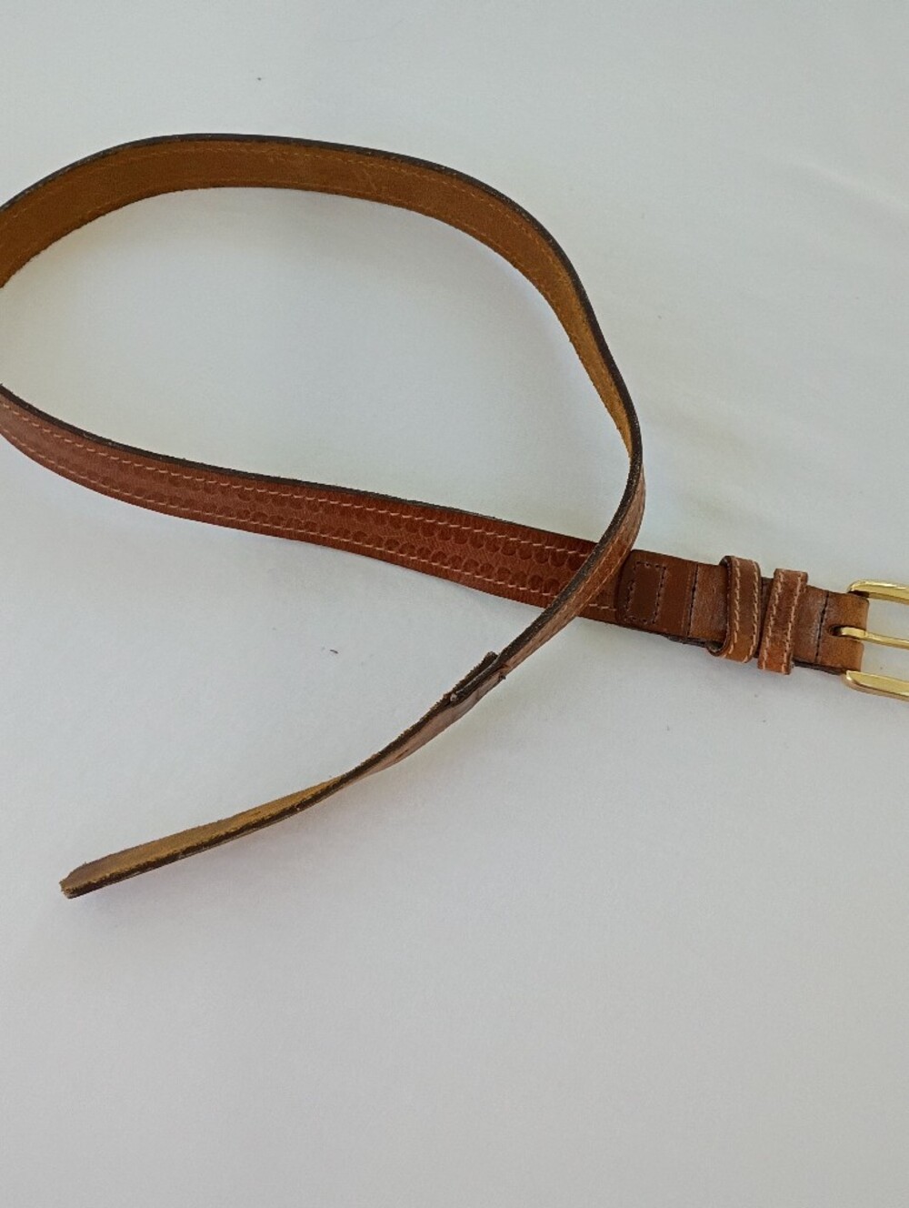 Vintage Belt Oil Tanned Harness Leather John Weitz Western Sz 32 Brass Buckle